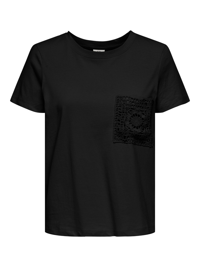 JDY Kurzarmshirt »JDYSELMA S/S CROCHET POCKET TOP JRS NOOS«