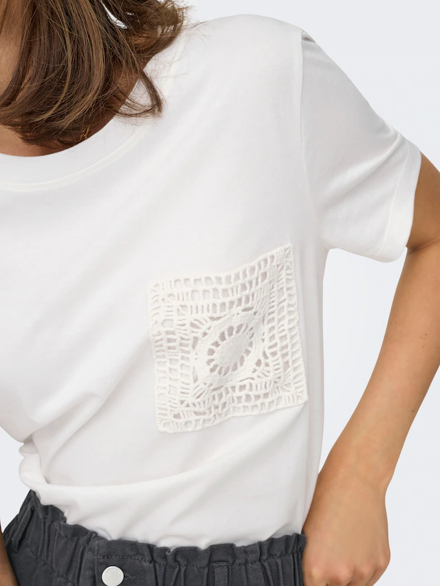 JDY Kurzarmshirt »JDYSELMA S/S CROCHET POCKET TOP JRS NOOS«