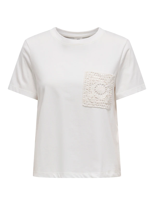 JDY Kurzarmshirt »JDYSELMA S/S CROCHET POCKET TOP JRS NOOS«