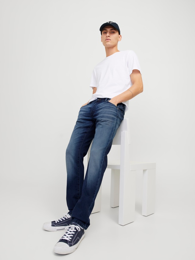 Jack & Jones Tapered-fit-Jeans »JJIMIKE mit Stretch, Used-Look und bequemer Passform« mit Abriebeffekten