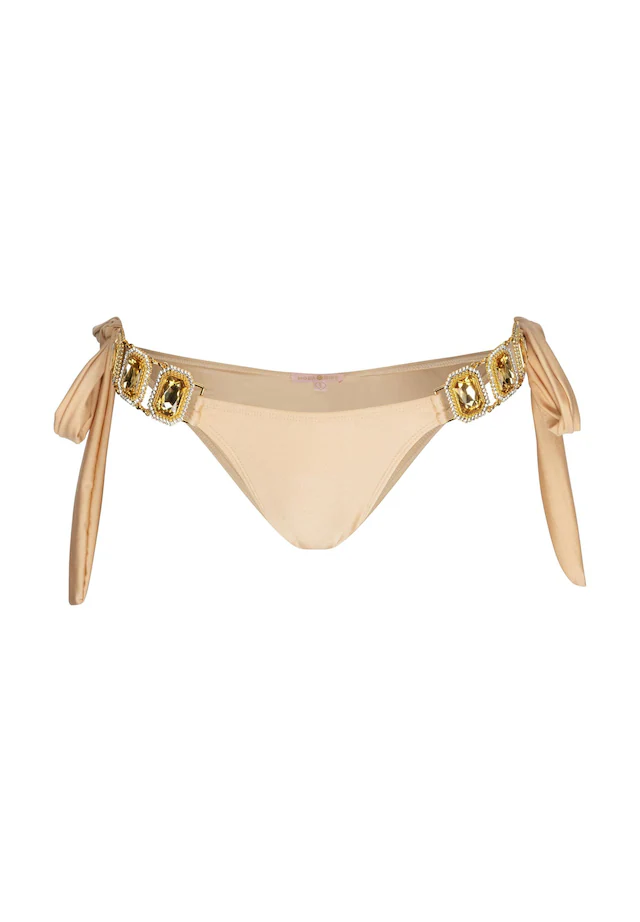 Moda Minx Bikini-Hose »Boujee Tie Side Brazilian« Panty, 1 Stk. mit stilvollem Steinbesatz