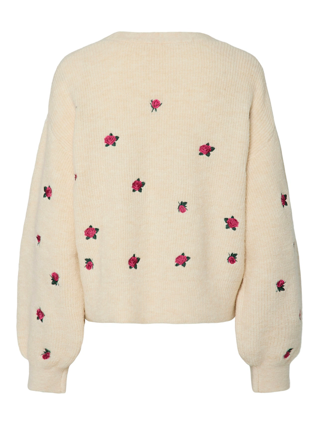 Y.A.S Strickjacke »YASFLEUR LS KNIT CARDIGAN S. NOOS« Materialmix, regular fit, bestickt