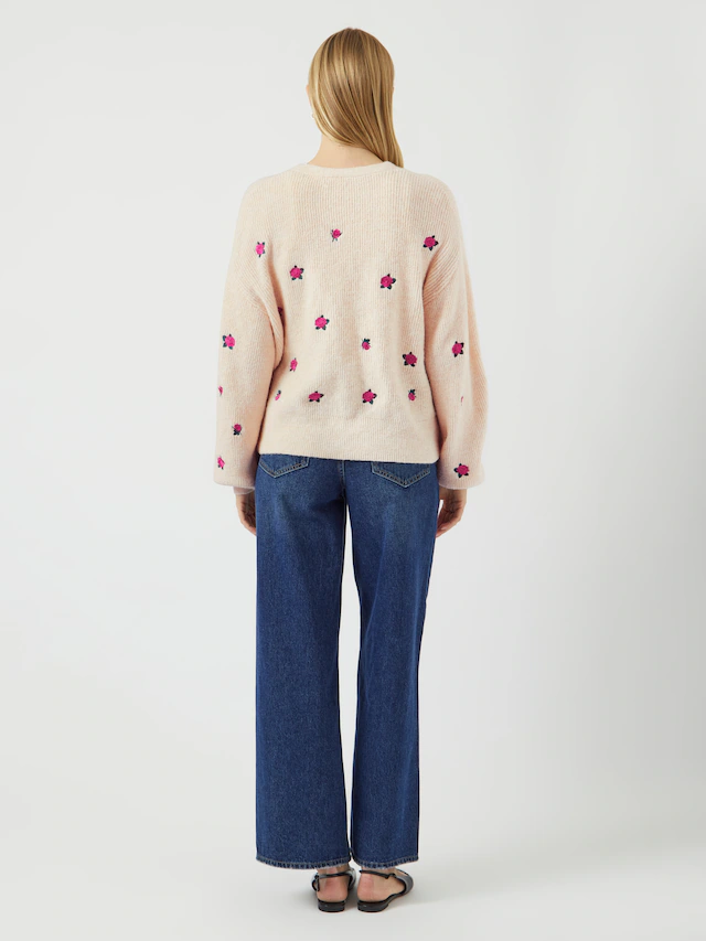 Y.A.S Strickjacke »YASFLEUR LS KNIT CARDIGAN S. NOOS« Materialmix, regular fit, bestickt