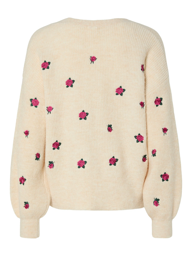 Y.A.S Strickjacke »YASFLEUR LS KNIT CARDIGAN S. NOOS« Materialmix, regular fit, bestickt