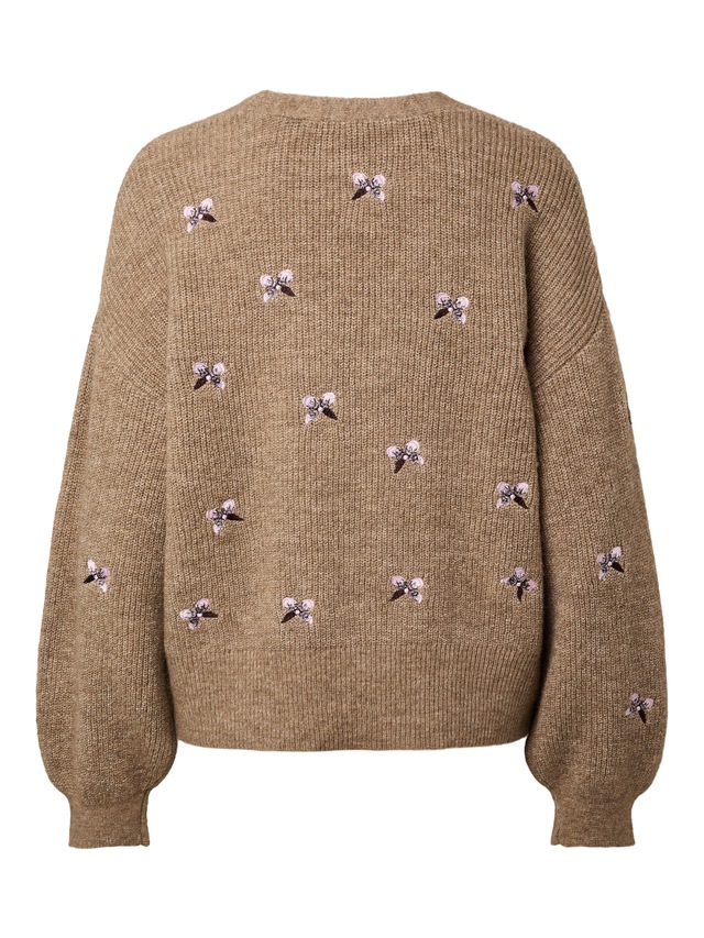 Y.A.S Strickjacke »YASFLEUR LS KNIT CARDIGAN S. NOOS« Materialmix, regular fit, bestickt
