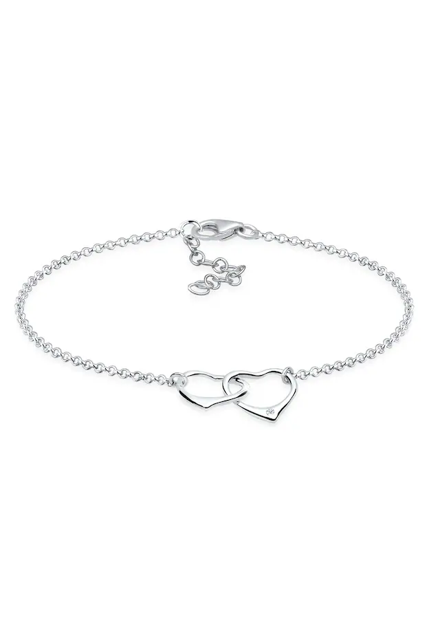 Elli DIAMONDS Armkette »Armband Herz Diamant Weiß Brillantschliff (0.015 ct) 925 Sterling Silber«
