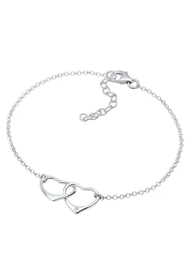 Elli DIAMONDS Armkette »Armband Herz Diamant Weiß Brillantschliff (0.015 ct) 925 Sterling Silber«