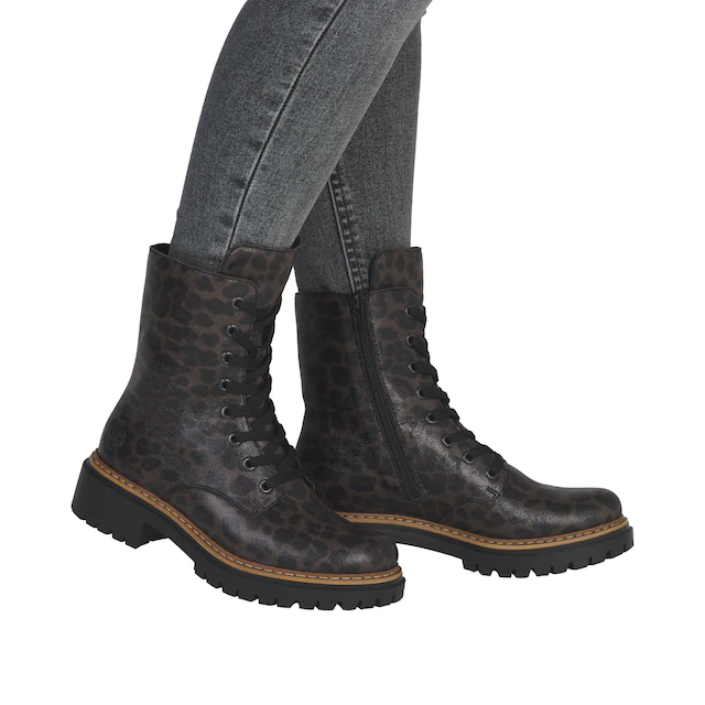 Rieker Schnürboots Schnürstiefelette, Profilsohle, in veganer Verarbeitung