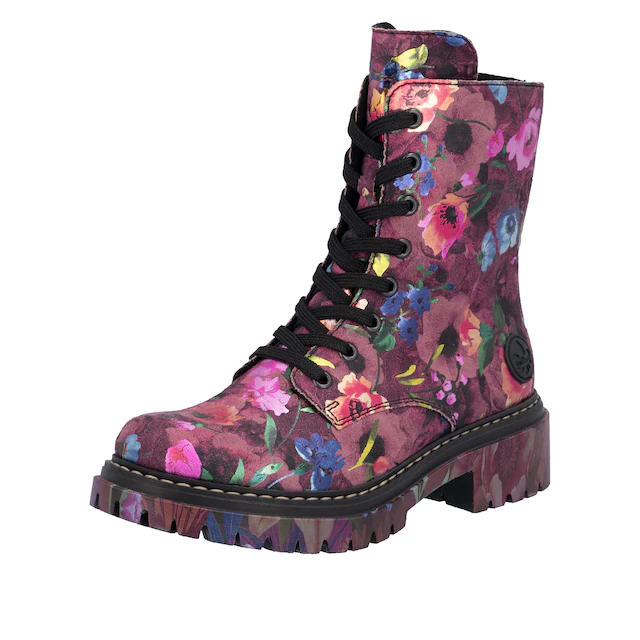 Rieker Schnürboots Schnürstiefelette, Profilsohle, in veganer Verarbeitung