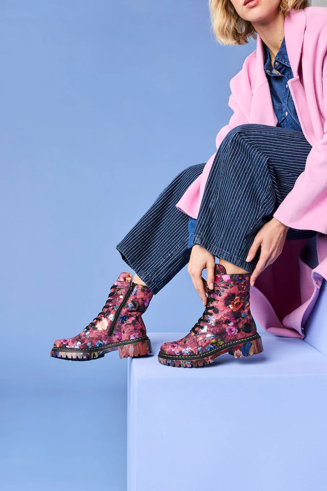 Rieker Schnürboots Schnürstiefelette, Profilsohle, in veganer Verarbeitung