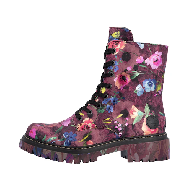Rieker Schnürboots Schnürstiefelette, Profilsohle, in veganer Verarbeitung