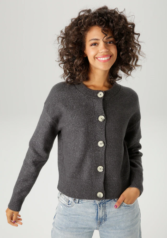 Aniston CASUAL Strickjacke aus effektvollem Melange-Garn