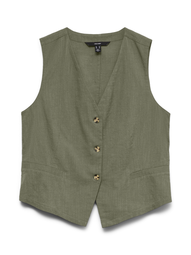 Vero Moda Kurzweste »VMCAIA SL VEST WVN NOOS« Baumwolle mit Leinen, figurbetonte Form