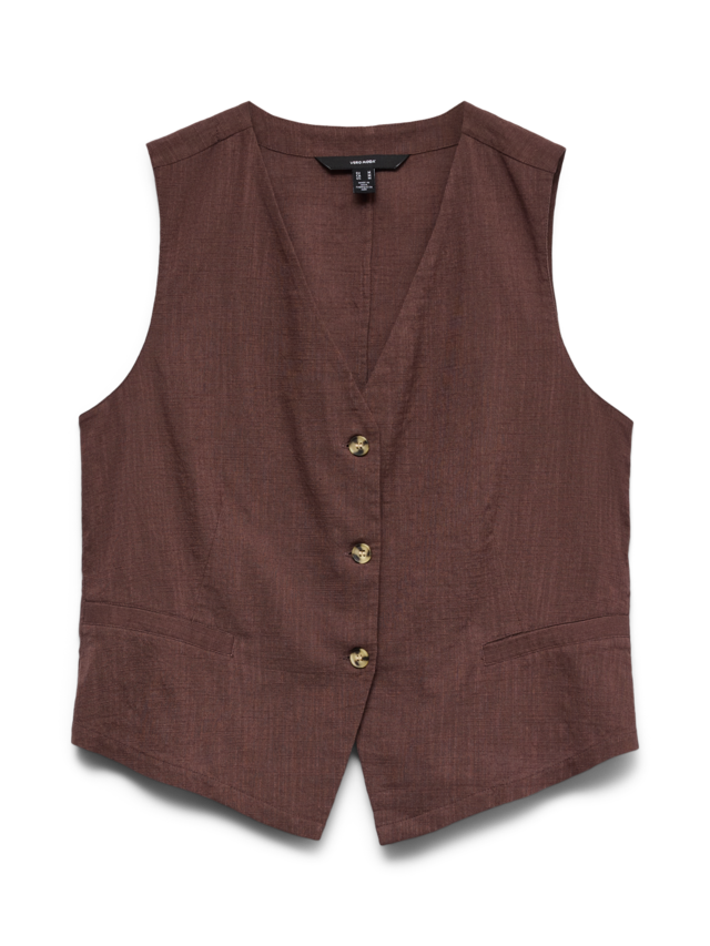 Vero Moda Kurzweste »VMCAIA SL VEST WVN NOOS« Baumwolle mit Leinen, figurbetonte Form