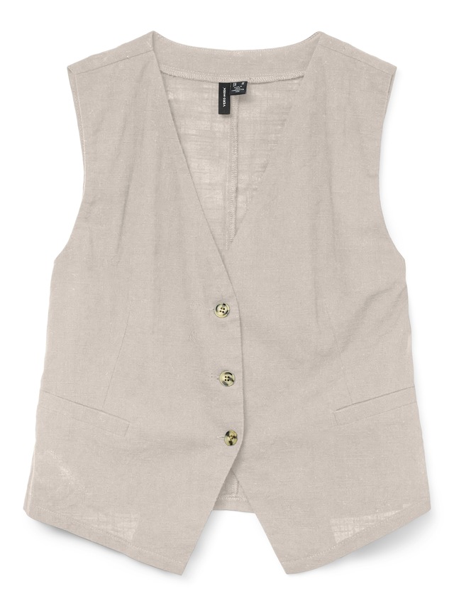 Vero Moda Kurzweste »VMCAIA SL VEST WVN NOOS« Baumwolle mit Leinen, figurbetonte Form