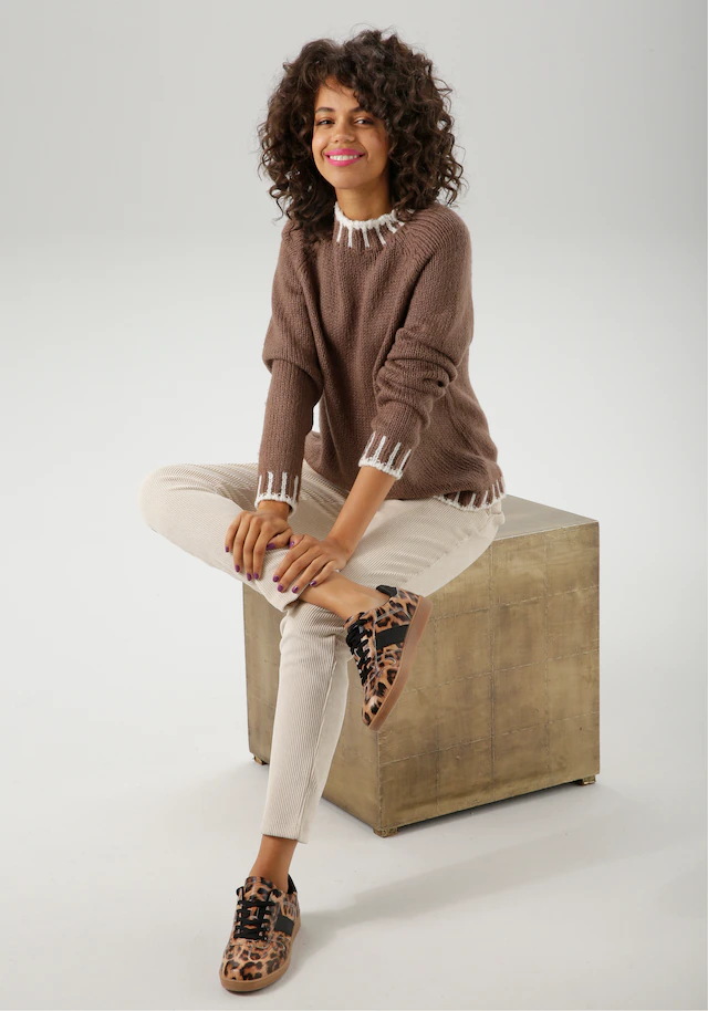 Aniston CASUAL Strickpullover mit gemusterten Bündchen