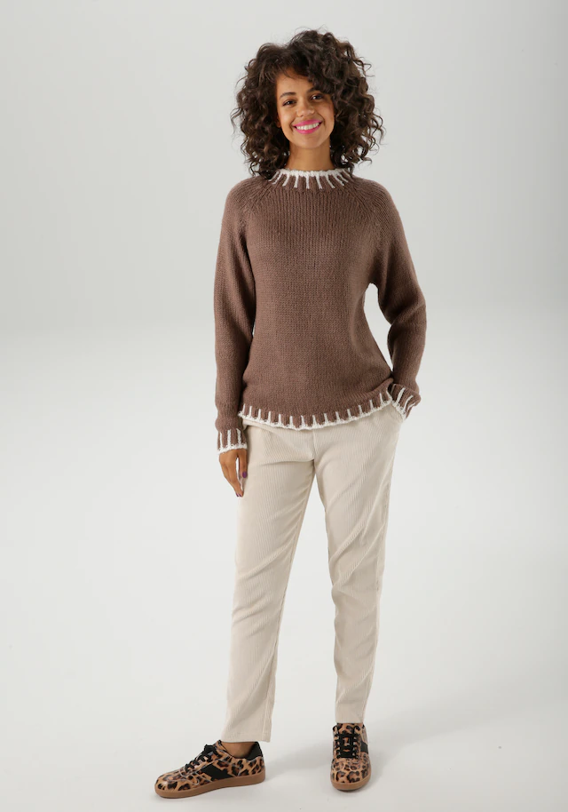 Aniston CASUAL Strickpullover mit gemusterten Bündchen