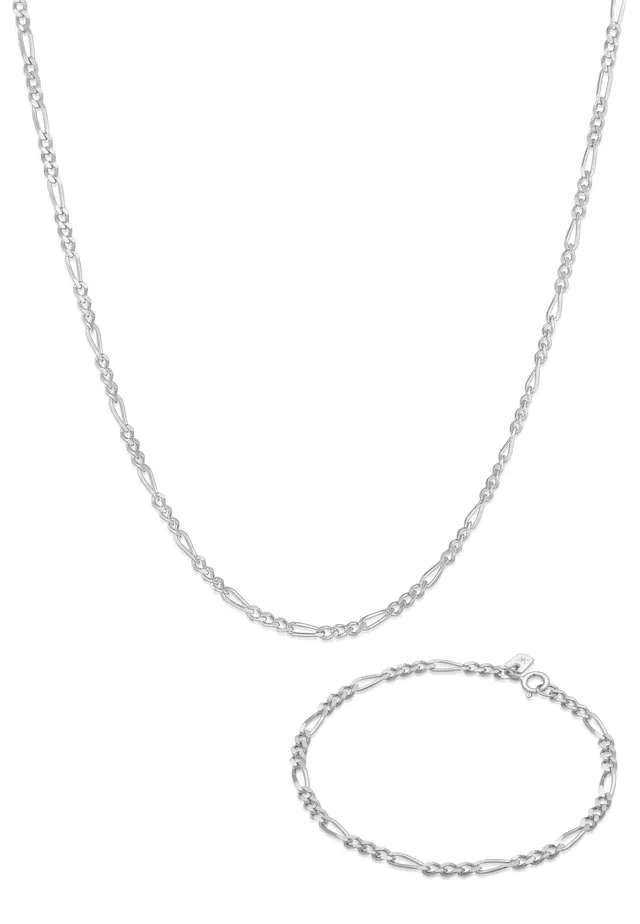 Kuzzoi Ketten und Armband Set »Schmuckset Herren Kette Armband Figaro 925 Sterling Silber« ()