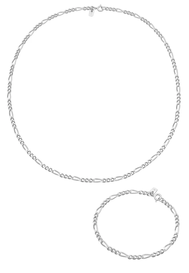 Kuzzoi Ketten und Armband Set »Schmuckset Herren Kette Armband Figaro 925 Sterling Silber« ()