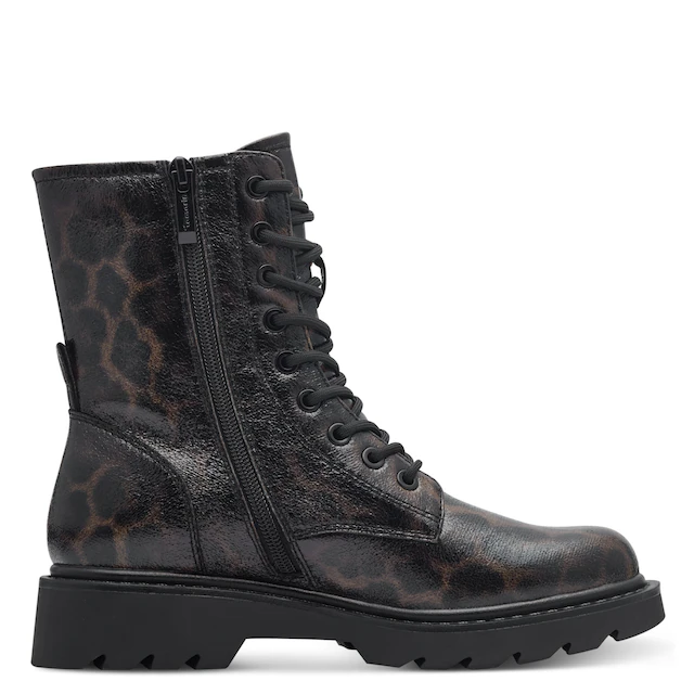 Tamaris Schnürstiefelette , Blockabsatz, Schnürboots mit trendiger Prägung