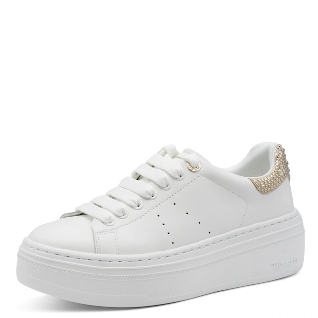Tamaris Plateausneaker Schnürschuh, Halbschuh mit Schmucksteinen an der Ferse, Damensneaker