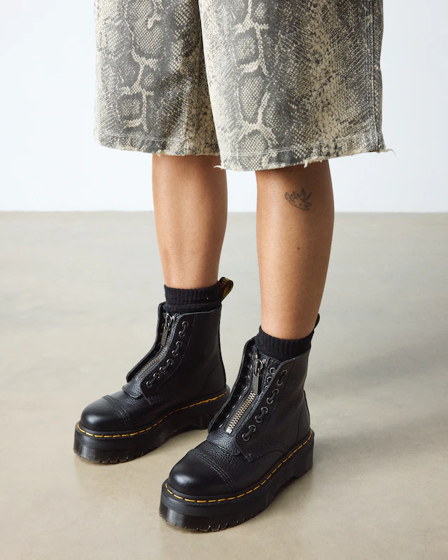 DR. MARTENS Schnürboots »Sinclair Gemilltes Nappaleder Plateaustiefel« Plateauboots, Chunky Boot mit Front-Reißverschluss