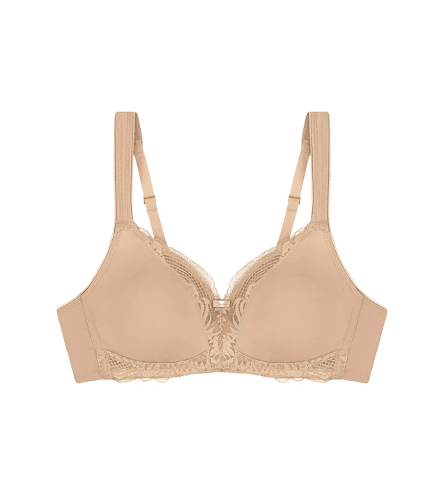 Triumph »Modern Lace+Cotton« Spitzeneinsätze, starker Halt ohne Bügel, atmungsaktiv, leicht