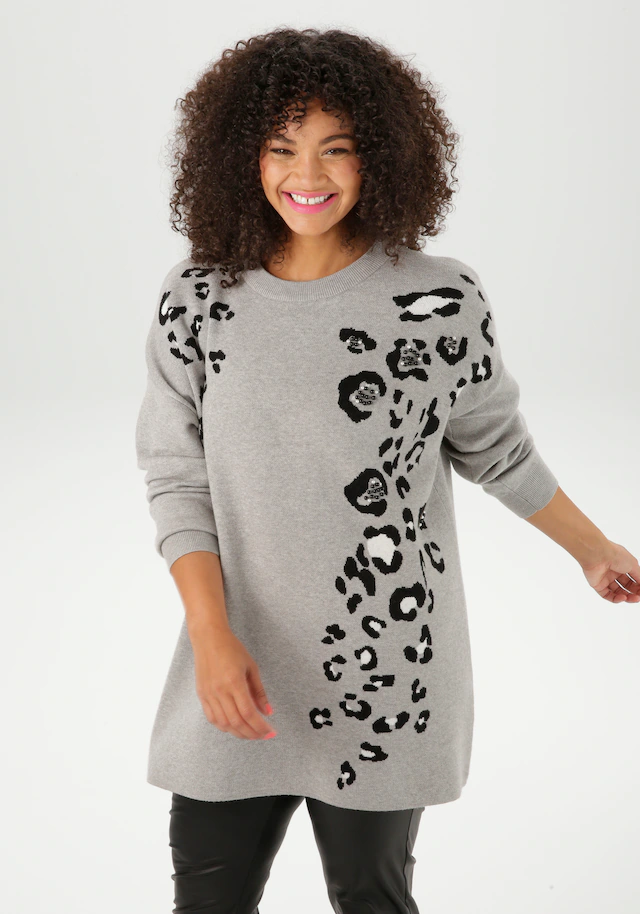 Aniston PLUS Strickpullover mit Animal-Deatils und Perlen