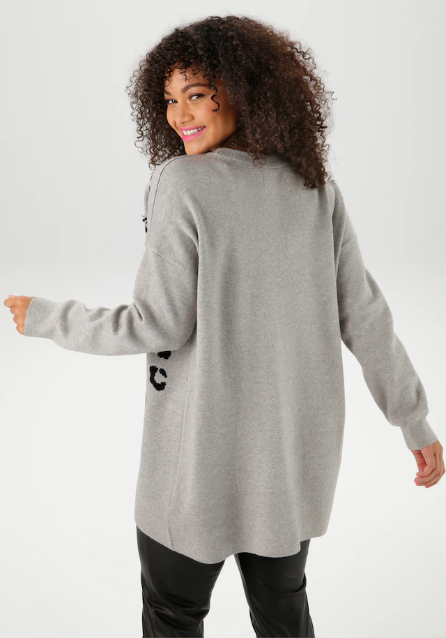 Aniston PLUS Strickpullover mit Animal-Deatils und Perlen