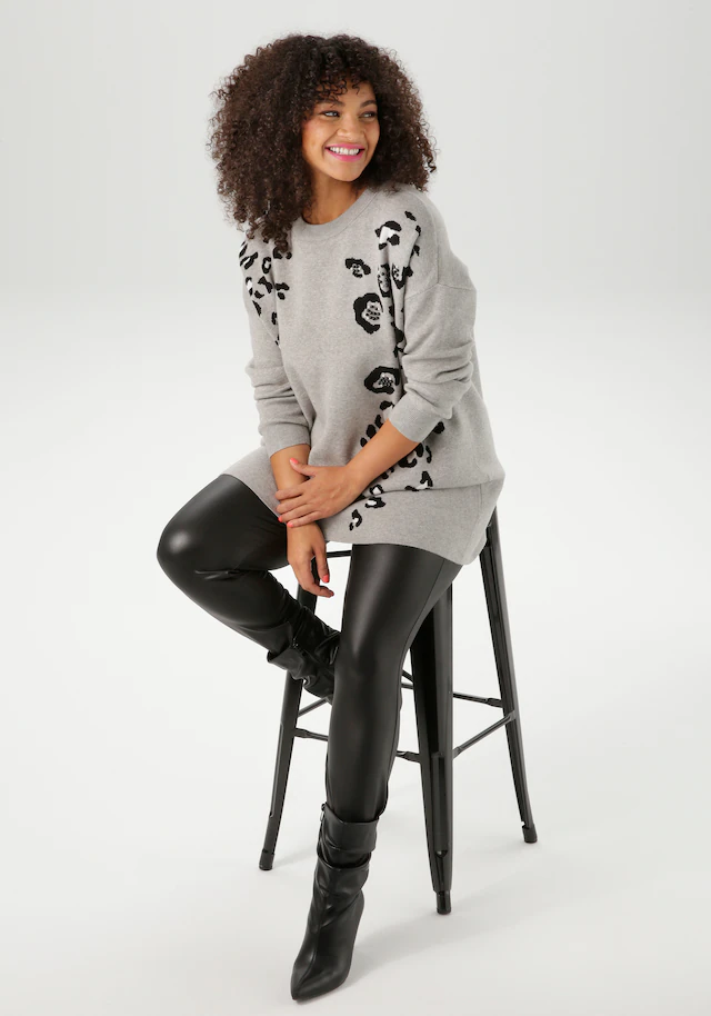 Aniston PLUS Strickpullover mit Animal-Deatils und Perlen
