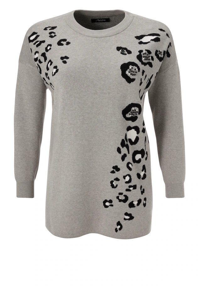Aniston PLUS Strickpullover mit Animal-Deatils und Perlen