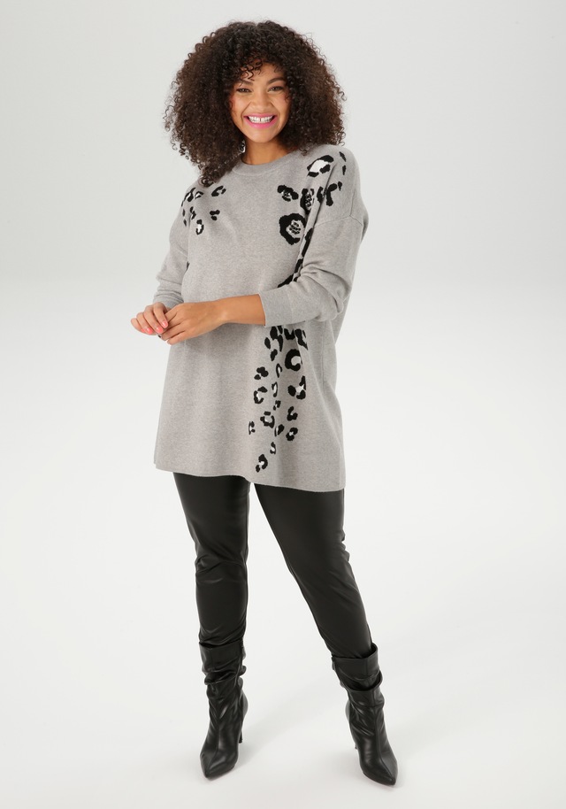 Aniston PLUS Strickpullover mit Animal-Deatils und Perlen