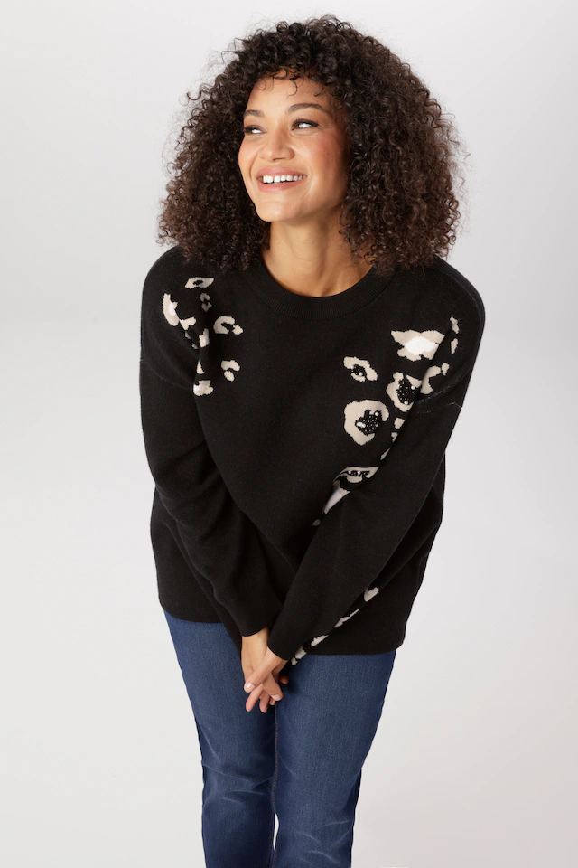 Aniston PLUS Strickpullover mit Animal-Deatils und Perlen