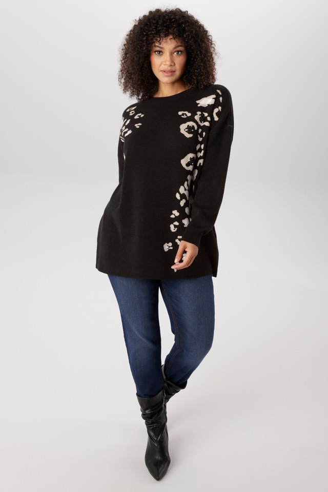 Aniston PLUS Strickpullover mit Animal-Deatils und Perlen