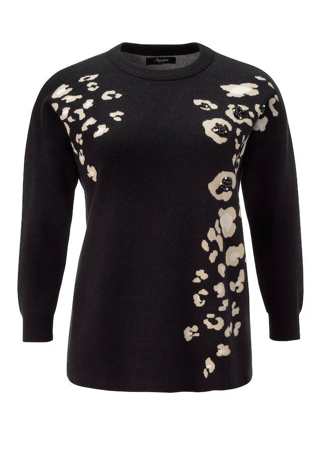 Aniston PLUS Strickpullover mit Animal-Deatils und Perlen
