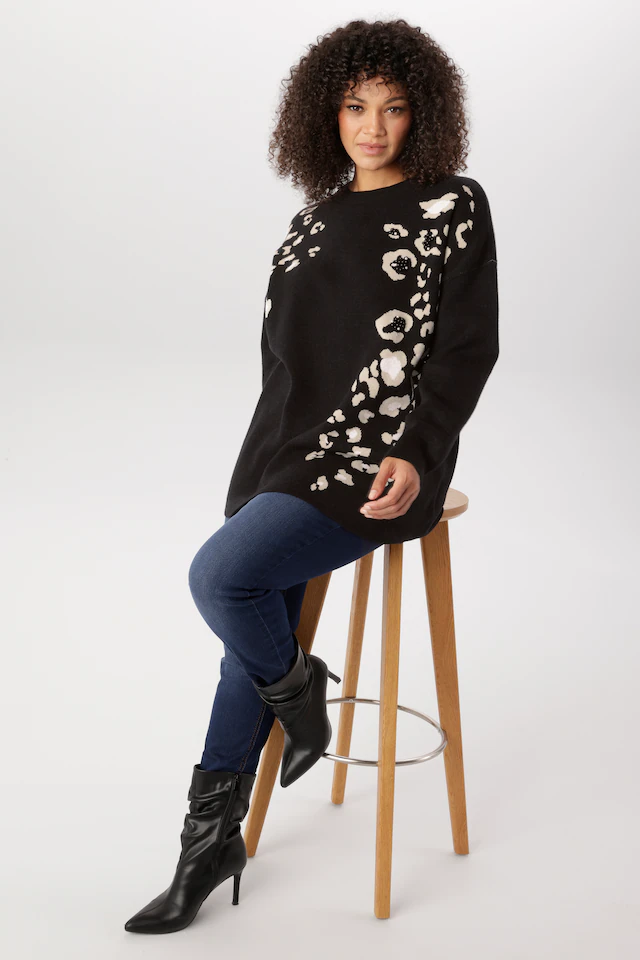 Aniston PLUS Strickpullover mit Animal-Deatils und Perlen