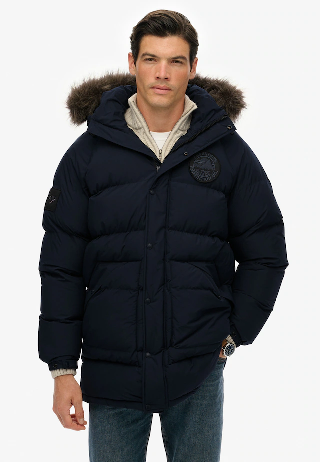 Superdry Steppjacke »EVEREST LONGLINE BAFFLED PARKA« mit Kapuze Oversize-Passform, aus Polyester und Kunstfaser, mit Reißverschluss