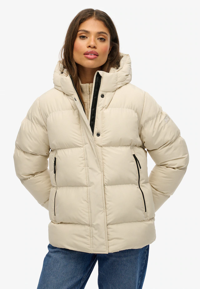 Superdry Steppjacke »HOODED 5 BAFFLE SPORTS PUFFER« mit Kapuze mit Reißverschluss, aus Polyester und Kunstfaser, Relaxed Fit