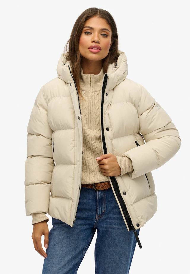 Superdry Steppjacke »HOODED 5 BAFFLE SPORTS PUFFER« mit Kapuze mit Reißverschluss, aus Polyester und Kunstfaser, Relaxed Fit