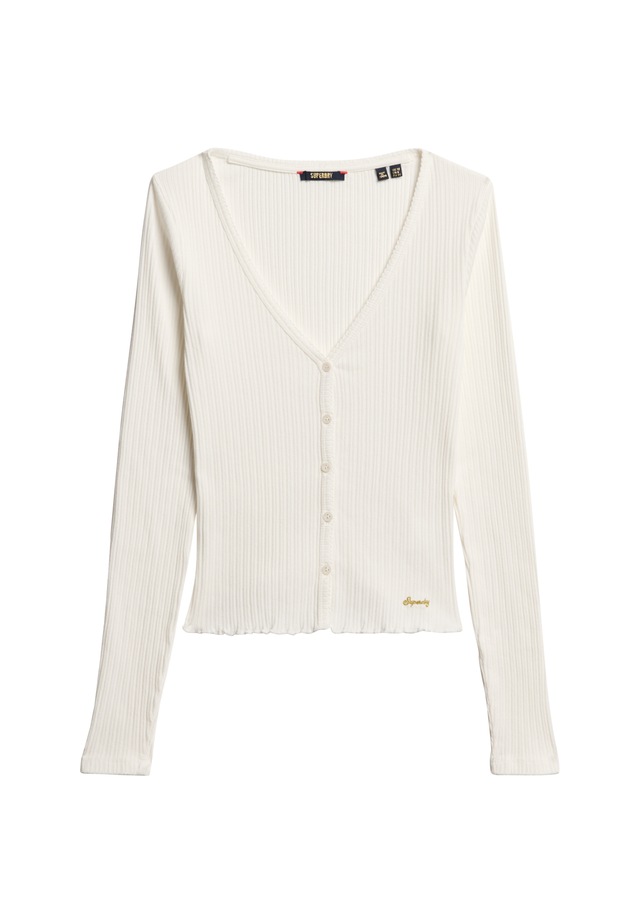 Superdry Langarmshirt »ESSENTIAL BUTTON THRU LS TOP« Baumwolle, skinny fit
