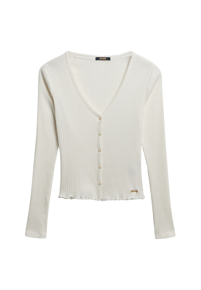 Superdry Langarmshirt »ESSENTIAL BUTTON THRU LS TOP« Baumwolle, skinny fit
