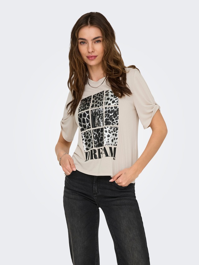 ONLY Kurzarmshirt »ONLFREE – T-Shirt mit Print für lässige Kombinationen« modisch, Jersey, regular fit, Materialmix, Rundhals