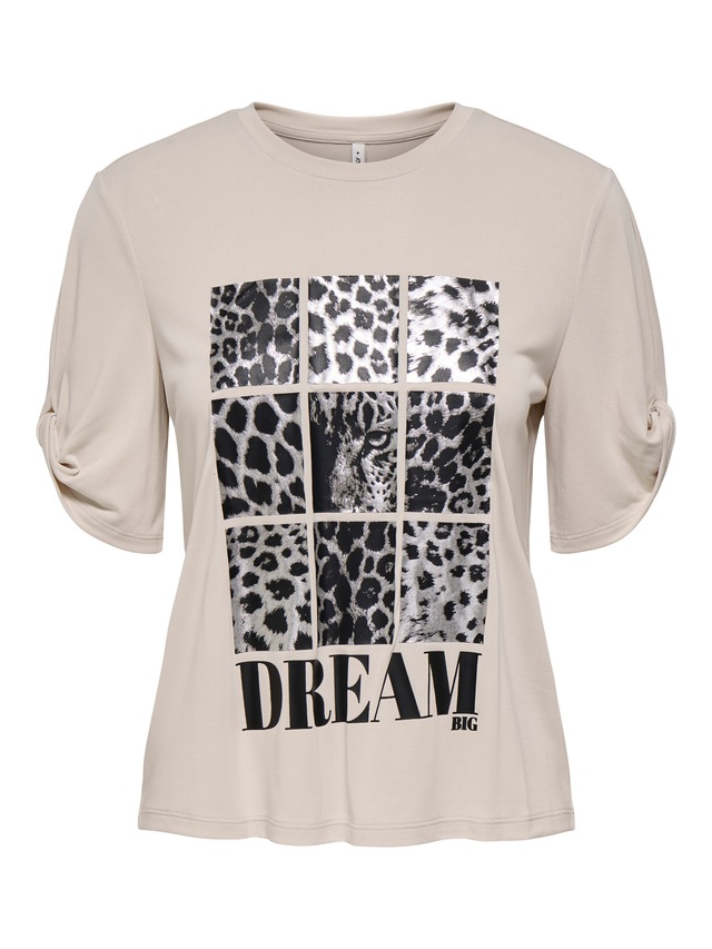 ONLY Kurzarmshirt »ONLFREE – T-Shirt mit Print für lässige Kombinationen« modisch, Jersey, regular fit, Materialmix, Rundhals