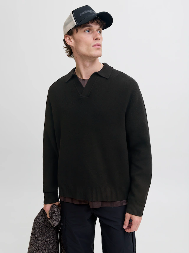 Jack & Jones Strickpullover »JCOCOVER KNIT SPLIT NECK POLO«