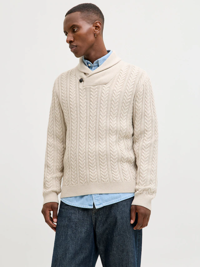 Jack & Jones Strickpullover »JPRBLUSEAN KNIT CABLE SHAWL NECK«