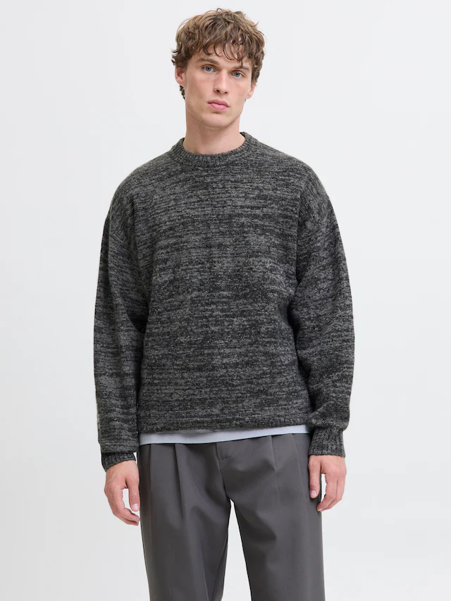 Jack & Jones Rundhalspullover »JJESOHO OLLIE KNIT CREW NECK SN« Materialmix, relaxed fit