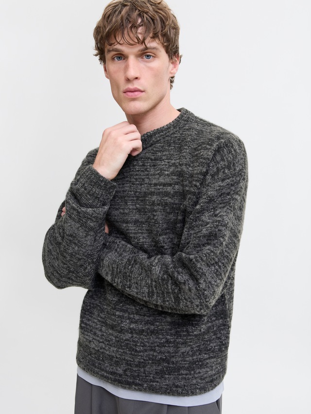 Jack & Jones Rundhalspullover »JJESOHO OLLIE KNIT CREW NECK SN« Materialmix, relaxed fit