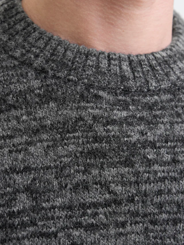 Jack & Jones Rundhalspullover »JJESOHO OLLIE KNIT CREW NECK SN« Materialmix, relaxed fit