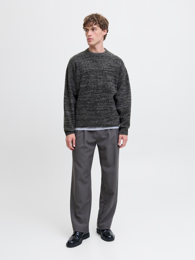 Jack & Jones Rundhalspullover »JJESOHO OLLIE KNIT CREW NECK SN« Materialmix, relaxed fit