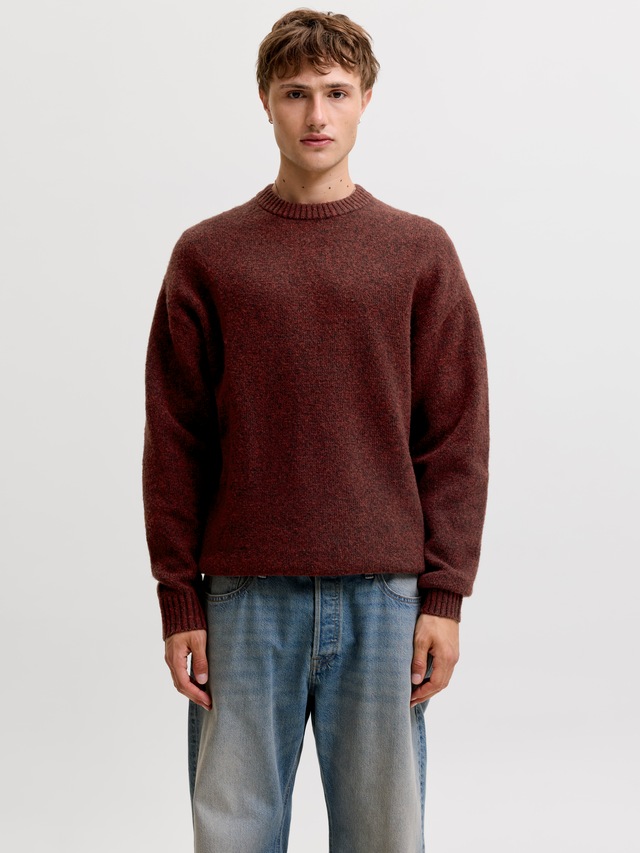 Jack & Jones Rundhalspullover »JJESOHO OLLIE KNIT CREW NECK SN« Materialmix, relaxed fit